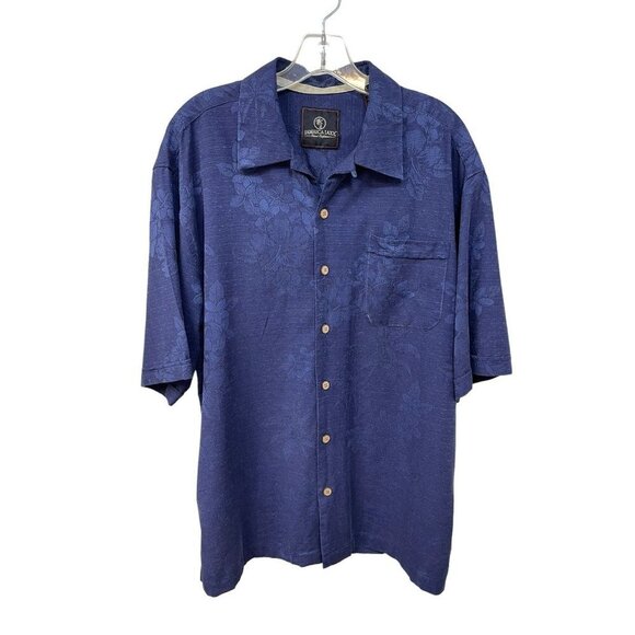 Jamaica Jaxx Island Outfitters Men’s Short Sleeved Silk Shirt Navy Floral Large - Picture 1 of 5